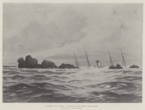 The Wreck of the Mohegan, utsikt over det sunkne fartøyet, med utsikt mot havet